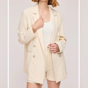 Gentle Fawn Field cream cotton double breasted unlined blazer XS